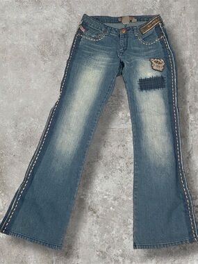 Parasuco Blue Washed Flare Jeans with Side Stitching